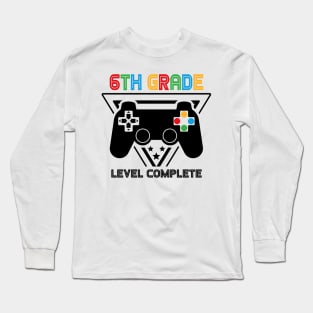 6th Grade Level Complete Graduation Gamer Boys Kids Long Sleeve T-Shirt